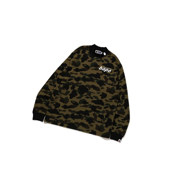 Army Green A BATHING APE 1st Camo Mock Neck Relaxed Fit L/S Tee Long Sleeve Men's T Shirts | FO0819246