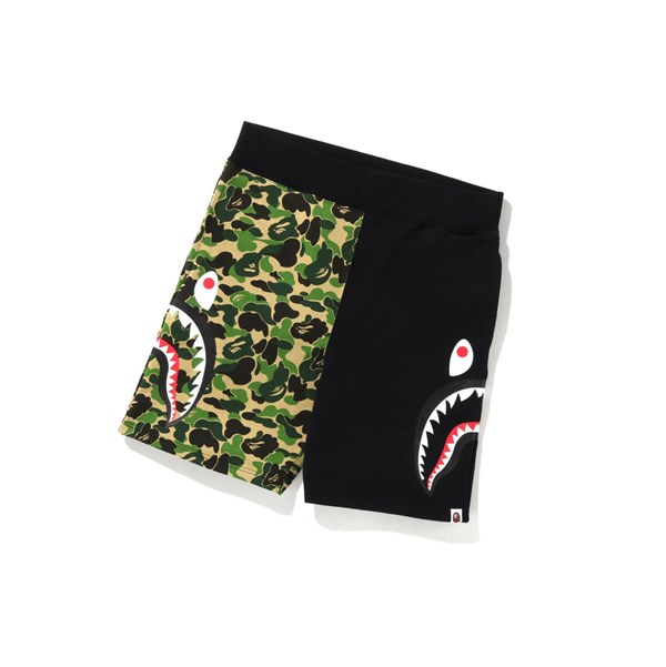 Army Green A BATHING APE Abc Camo Side Shark Sweat Men's Shorts | ZQ0136784