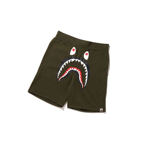 Army Green A BATHING APE Shark Sweat Men's Shorts | BW0638475