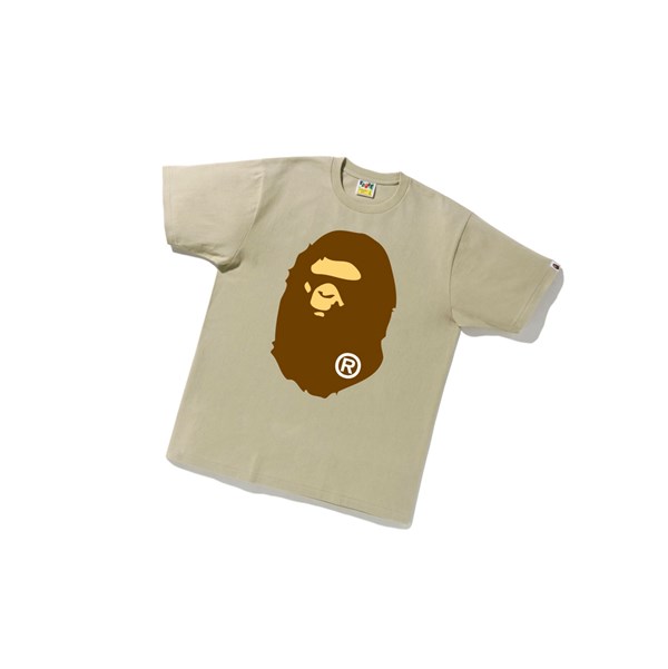 Beige A BATHING APE Big Ape Head Tee Short Sleeve Men's T Shirts | JB7380691