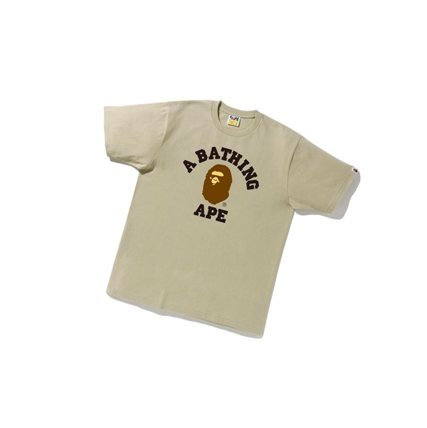 Beige A BATHING APE College Tee Short Sleeve Men's T Shirts | OK2816490