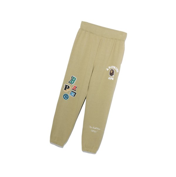 Beige A BATHING APE Multi Fonts Long Men's Pants | DP7042596