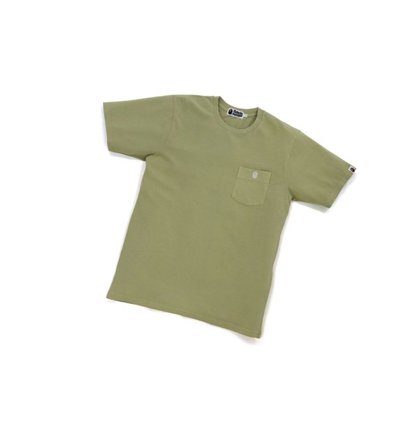 Beige A BATHING APE One Point Overdye Pocket Tee Short Sleeve Men's T Shirts | LO7148025