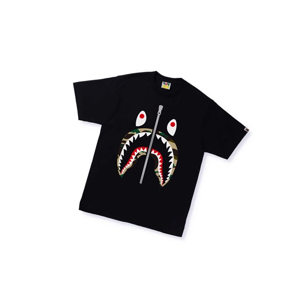 Black A BATHING APE 1st Camo Shark Tee Short Sleeve Men's T Shirts | UJ8471365