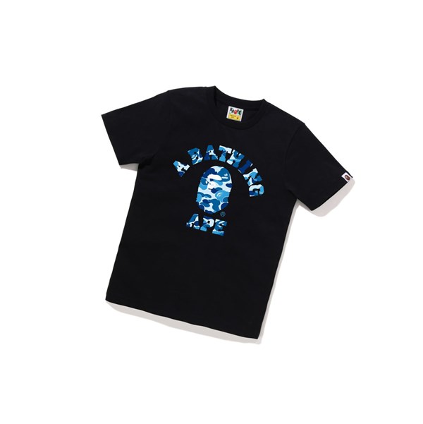 Black A BATHING APE Abc Camo College Tee Short Sleeve Women's T Shirts | OH0827934