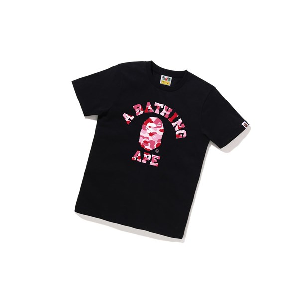 Black A BATHING APE Abc Camo College Tee Short Sleeve Women's T Shirts | QS2439650