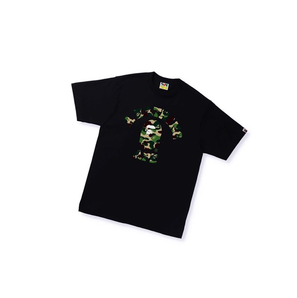 Black A BATHING APE Abc Camo College Tee Short Sleeve Men's T Shirts | ZP5283406