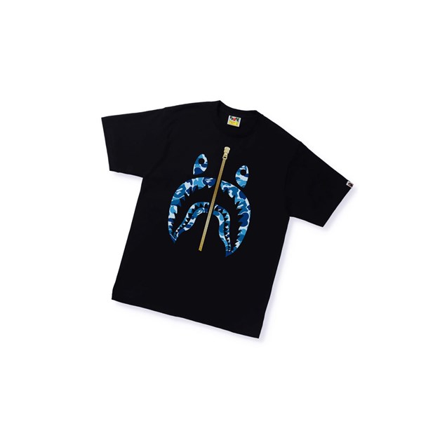 Black A BATHING APE Abc Camo Shark Tee Short Sleeve Men's T Shirts | OJ3057264