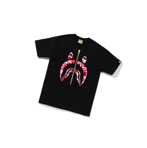 Black A BATHING APE Abc Camo Shark Tee Short Sleeve Men's T Shirts | WQ3689017