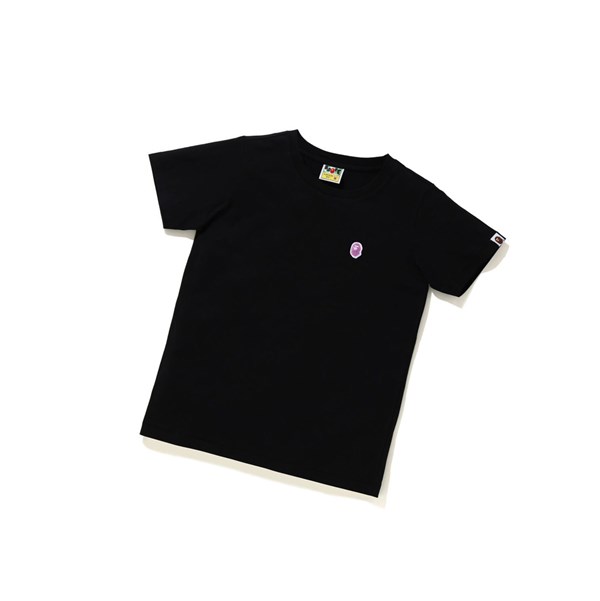 Black A BATHING APE Ape Head One Point Tee Short Sleeve Women's T Shirts | KX1285936