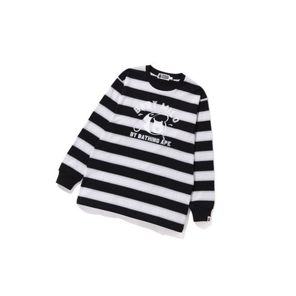 Black A BATHING APE Baby Milo Hoop Tee Long Sleeve Women's T Shirts | NX5267910