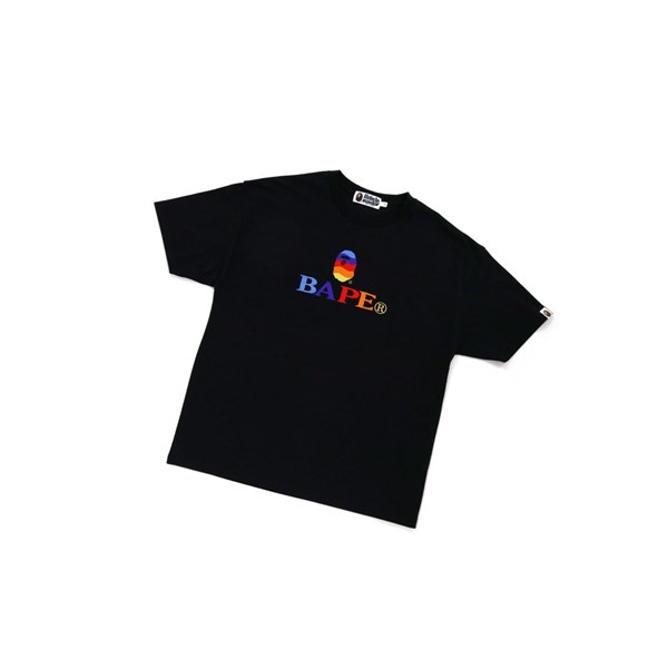 Black A BATHING APE Bape Logo Embroidery Tee Short Sleeve Women's T Shirts | MW1309768