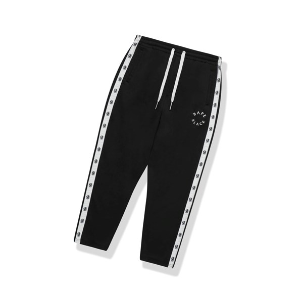 Black A BATHING APE Logo Track Long Men's Pants | UB3861279