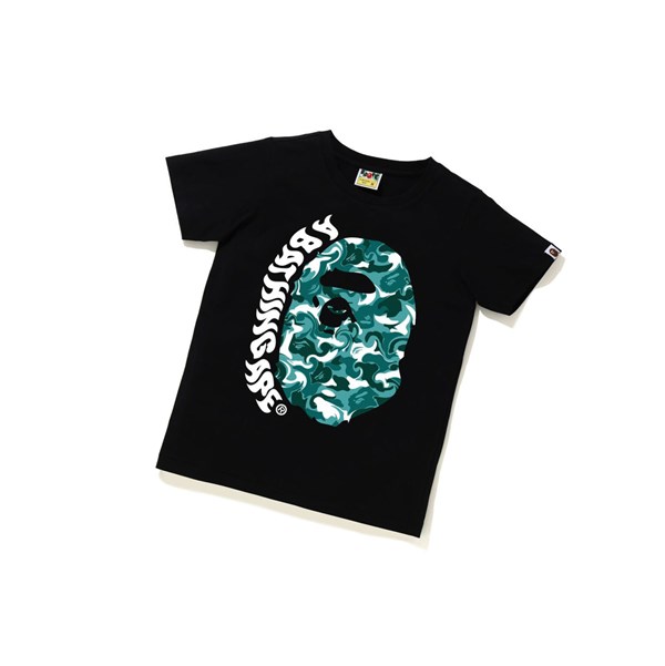 Black A BATHING APE Marble Camo Ape Head Tee Short Sleeve Women's T Shirts | KV4675803