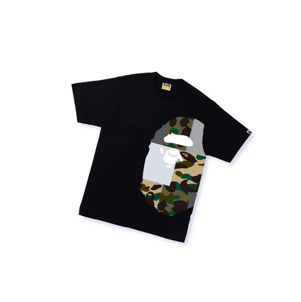 Black A BATHING APE Military Crazy Side Big Ape Head Tee Short Sleeve Men's T Shirts | UI2016398