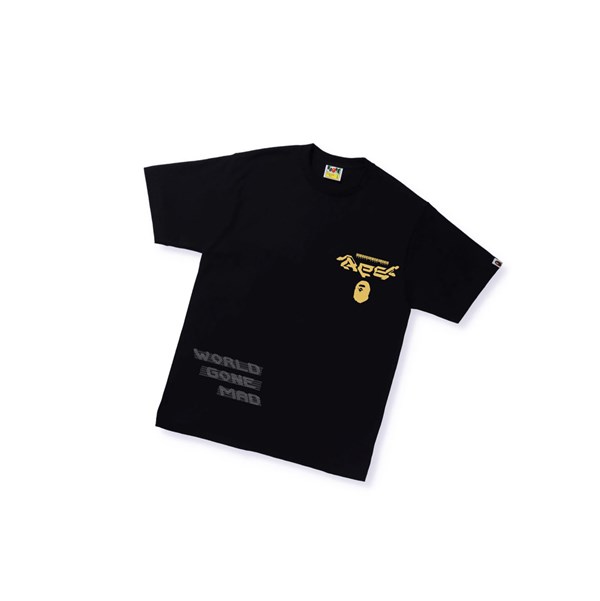 Black A BATHING APE Multi Logo Tee #1 Short Sleeve Men's T Shirts | LQ0176539