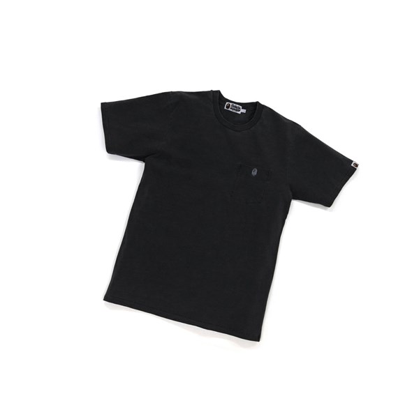 Black A BATHING APE One Point Overdye Pocket Tee Short Sleeve Men's T Shirts | EQ6230198