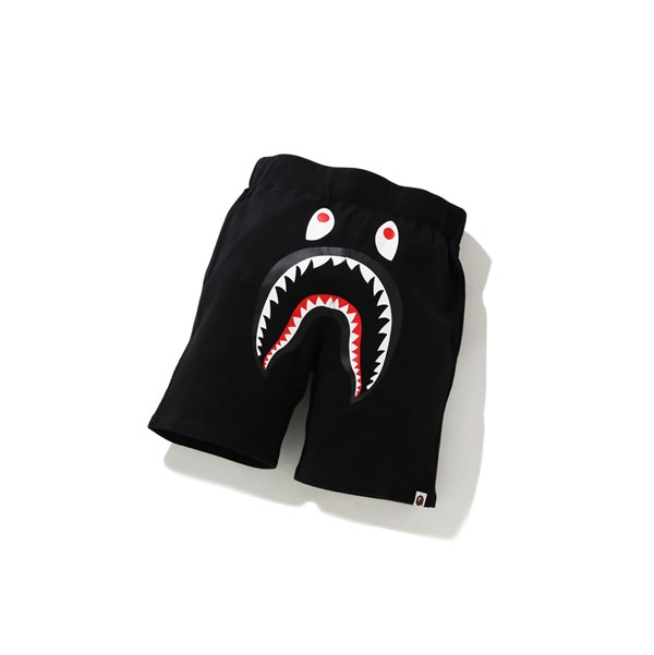 Black A BATHING APE Shark Sweat Men's Shorts | GU5693201