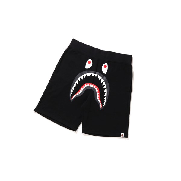 Black A BATHING APE Shark Sweat Men's Shorts | YI8147695