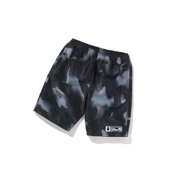 Black A BATHING APE Stroke Camo Beach Men's Shorts | CX5413908