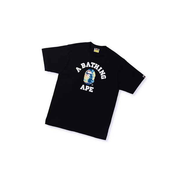 Black A BATHING APE Tie Dye College Tee Short Sleeve Men's T Shirts | BJ8250467