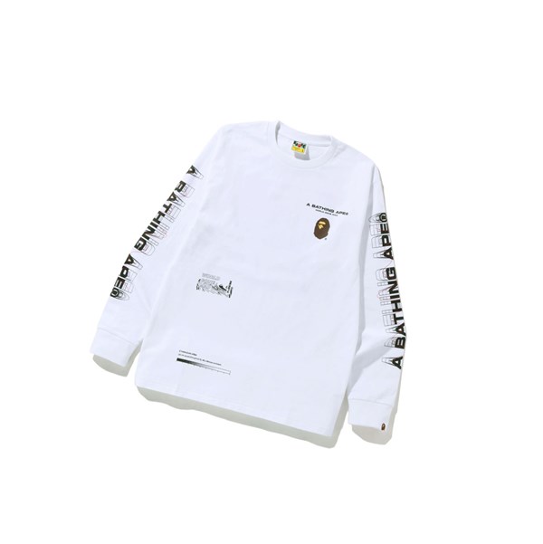 Bleached White A BATHING APE Graphic #2 L/S Tee Long Sleeve Men's T Shirts | TZ7056824