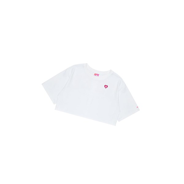 Bleached White A BATHING APE Graphic Loose Tee Short Sleeve Women's T Shirts | WV7301529