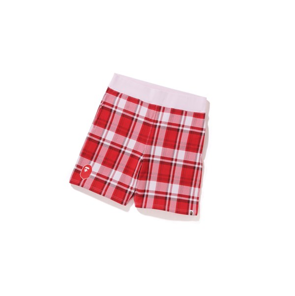 Bright Red A BATHING APE Bape® Check Gift Sweat Men's Shorts | MJ5014269