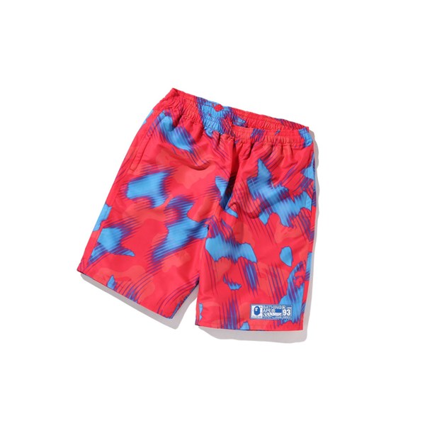 Bright Red A BATHING APE Stroke Camo Beach Men's Shorts | GB3957846