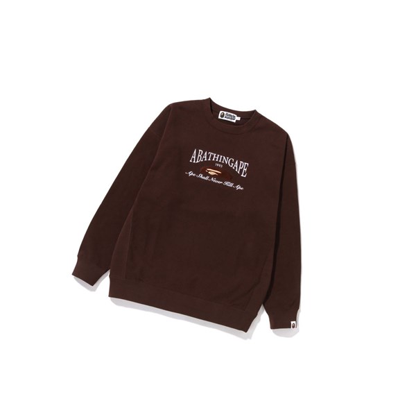 Brown A BATHING APE A Bathing Ape Embroidery Oversized Crewneck Women's Sweatshirts | ZG5476910