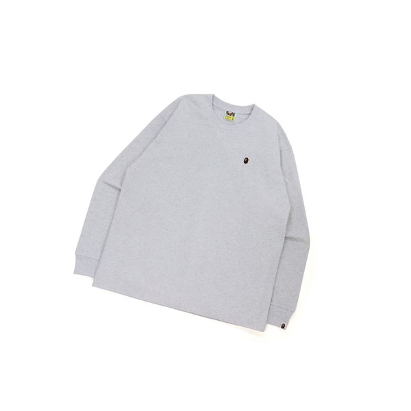 Grey A BATHING APE Ape Head One Point Relaxed Fit L/S Tee Long Sleeve Men's T Shirts | MW8273195