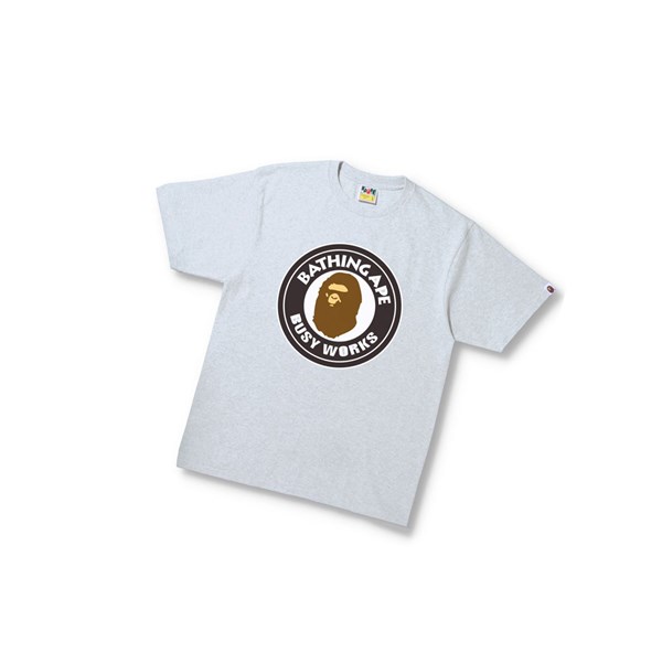 Grey A BATHING APE Busy Works Tee Short Sleeve Men's T Shirts | ZM0724981