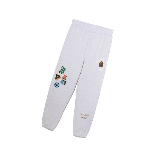 Grey A BATHING APE Multi Fonts Long Men's Pants | CW8519472