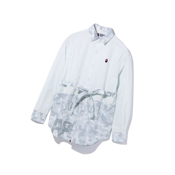 Grey A BATHING APE Sand Camo A Bathing Ape Oversized Long Sleeve Women's Shirts | CF9182045