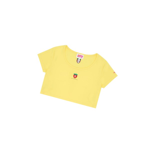 Lemon Yellow A BATHING APE Logo Berry Tee Short Sleeve Women's T Shirts | CF0681239