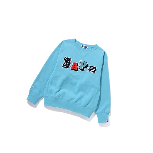 Light Blue A BATHING APE Multi Fonts Wide Crewneck Women's Sweatshirts | CN7956213