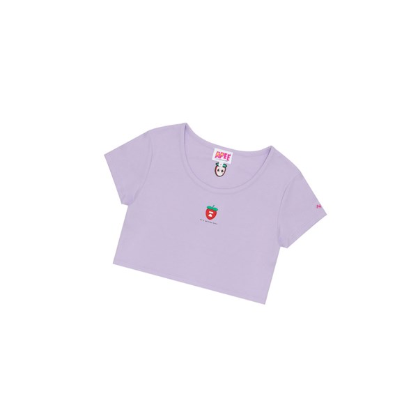 Lilac A BATHING APE Logo Berry Tee Short Sleeve Women's T Shirts | HR7514628