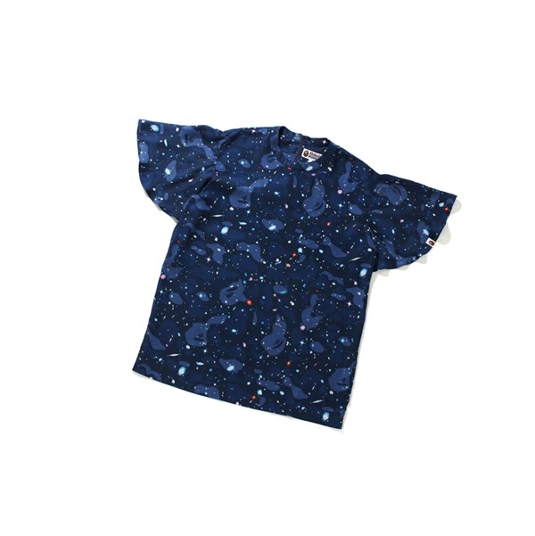 Navy Blue A BATHING APE Space Camo Onepiece Tee Short Sleeve Women's T Shirts | WC9581064