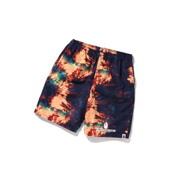 Navy Blue A BATHING APE Tie-dye Beach Men's Shorts | OB2078913