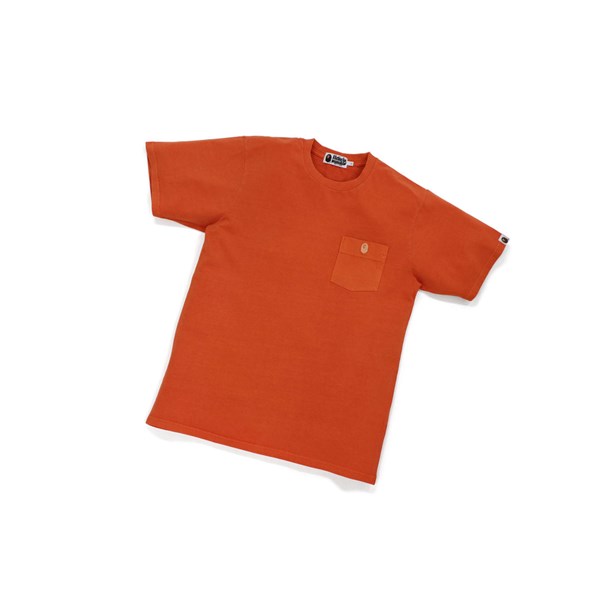 Orange A BATHING APE One Point Overdye Pocket Tee Short Sleeve Men's T Shirts | DG2358619