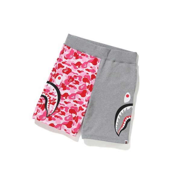 Pink A BATHING APE Abc Camo Side Shark Sweat Men's Shorts | CR8290631