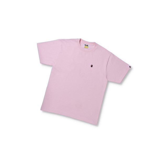 Pink A BATHING APE Ape Head One Point Tee Short Sleeve Men's T Shirts | YF8246013