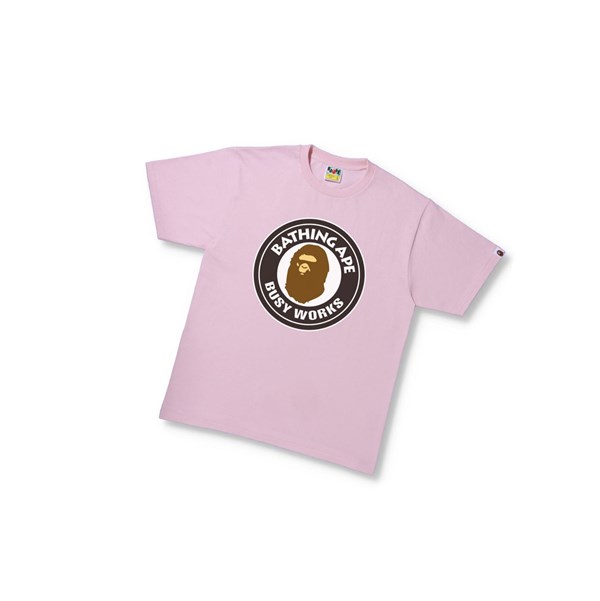 Pink A BATHING APE Busy Works Tee Short Sleeve Men's T Shirts | WM1749628