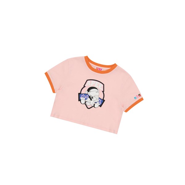 Pink A BATHING APE Graphic Cropped Tee Short Sleeve Women's T Shirts | QV2915308