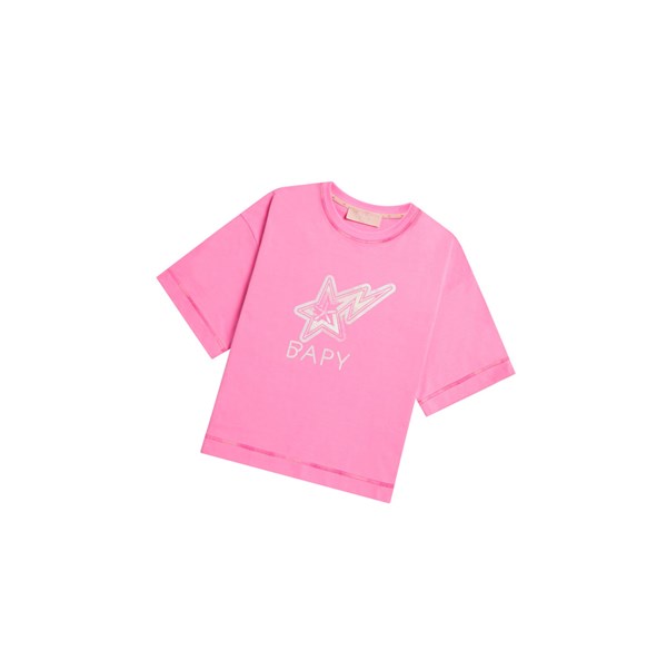 Pink A BATHING APE Logo Print Tee Short Sleeve Women's T Shirts | AV5491287