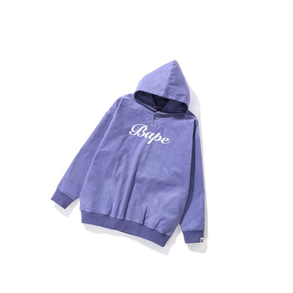 Purple A BATHING APE Bape Embroidery Corduroy Oversized Pullover Women's Hoodie | QK0379485