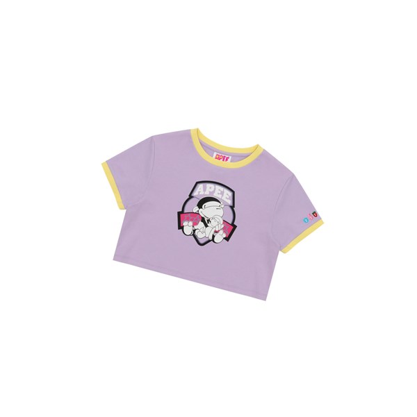 Purple A BATHING APE Graphic Cropped Tee Short Sleeve Women's T Shirts | VT2865370