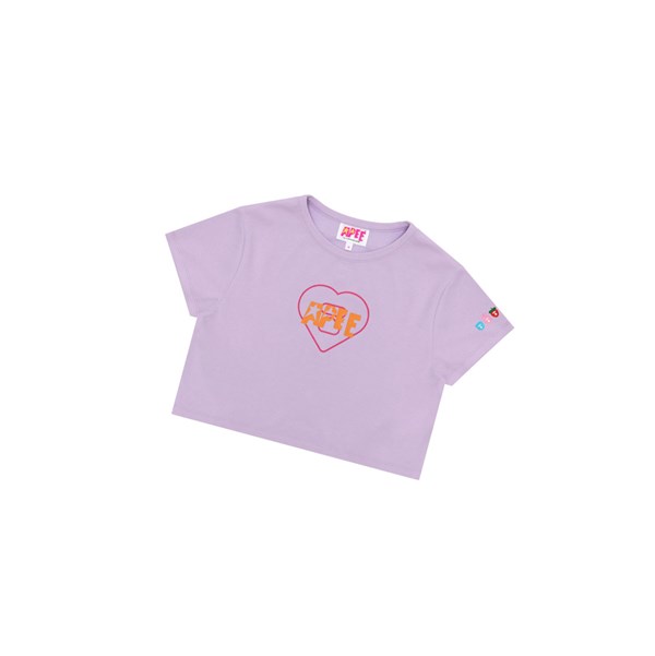 Purple A BATHING APE Logo Printed Slim Cut Tee Short Sleeve Women's T Shirts | GU9517608