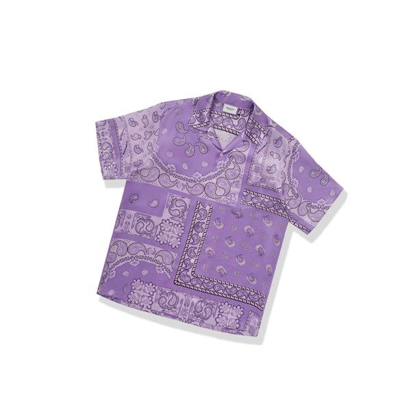 Purple A BATHING APE Paisley Print Short Sleeve Men's Shirts | AV2139657