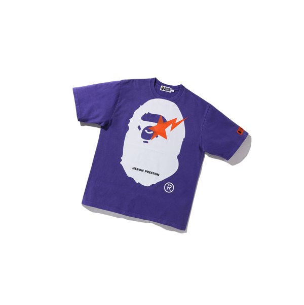 Purple A BATHING APE X Heron Preston Relaxed Tee Short Sleeve Men's T Shirts | YD6790524